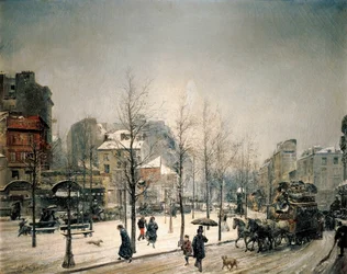 Śnieg na Boulevard de Clichy. Obraz Ramona Marti i Alsiny (1826-1894)