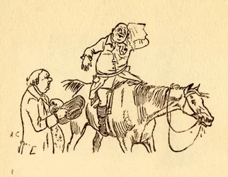 John Gilpin ociera spocone czoło chusteczką, 1878, c1918.