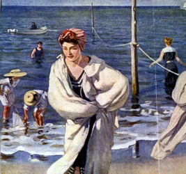 Na nabrzeżu, ilustracja autorstwa Raoula du Gardiera (1871 - 1952).