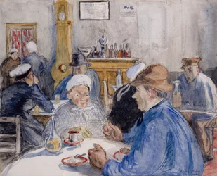 W kawiarni, ok. 1900 (akwarela, pranie i węgiel)