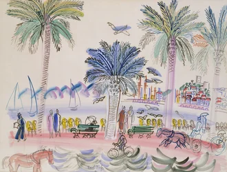 Widok na Le Suquet, Cannes (akwarela)