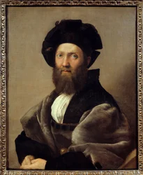 Portret Balthazara (Baldassare) Castiglione (1478-1529) włoskiego pisarza i dyplomaty. Obraz Raffaello Sanzio dit Raphael (1483-1520)