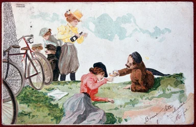 Country Party: Piknik i Kolarstwo - ilustracja R. Kirchner, v.1900