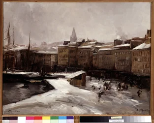 Quai du port, Marsylia, pod śniegiem Obraz Raymonda Allegre (1857-1933) Wymiary 56x74 cm. Obowiązkowa wzmianka: Regards de Provence Marseille Foundation collection