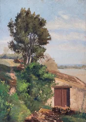 Pochylnia nad ujściem rzeki Gironde, ok. 1930 r. (olej na drewnie)