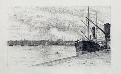 Port w Bordeaux (ołówek i węgiel)