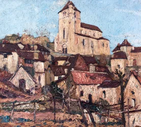 Saint-Cirq-Lapopie (Lot) (olej na drewnie)