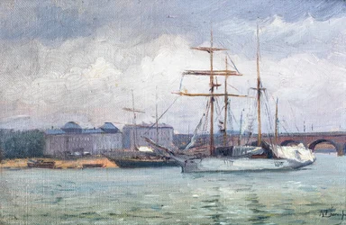 Widok na port w Bordeaux (olej na płótnie)