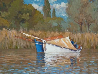 Tratwy na ujściu rzeki Gironde (gwasz na papierze)