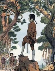 Napoleon Bonaparte (1769-1821) jako dziecko w Ajaccio na Korsyce. Ilustracja Raymonda de Neziere