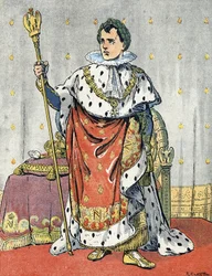 Portret cesarza Napoleona I (1769-1821) Ilustracja Raymonda de Neziere w "Our-Glory-Nationals" 1920 Kolekcja prywatna