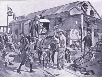 Co oznacza ewakuacja dla lojalnych kolonistów, ilustracja z "After Pretoria: The Guerilla War".