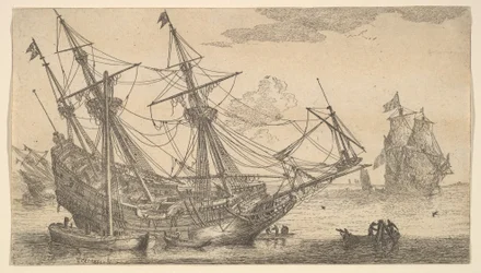 Kupiec dbający o uszczelnienie kadłuba, XVII wiek.