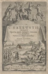 Cesarz i Sprawiedliwość na triumfalnym rydwanie Strona tytułowa dla: A. Thysius jr., Opera, quae extant, omnia, 1649