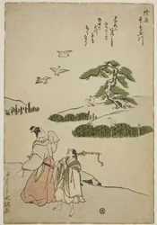 Rzeka klejnotów siewek w prowincji Mutsu (Mutsu Chidori no Tamagawa), z serii bez tytułu Sześć rzek klejnotów