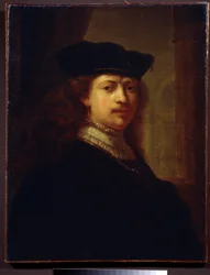 „Portret malarza Harmenszoon van Rijn Said Rembrandt (1606-1669)” Obraz świty Rembrandta. XVII-wieczne Muzeum Puszkina, Moskwa