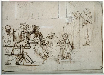 Dzieciątko Jezus z lekarzami Rysunek Harmensz Van Rijn Rembrandt (1606-1669)