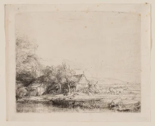 Krajobraz z pijącą krową, ok. 1650 r. (akwaforta i sucha igła na papierze z kości słoniowej)