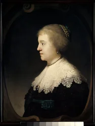 Portret kobiety (Saskia?) Obraz Harmensza van Rijn dit Rembrandt (1606-1669) 1632 Paryż, Musee Jacquemart Andre.
