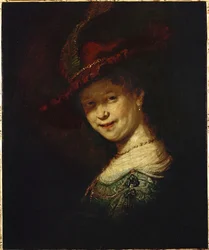 Saskia van Uylenburgh, żona Rembrandta, którą poślubił w 1634 roku (obraz)