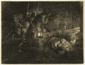 Adoracja pasterzy: nocny kawałek, ok. 1657 (akwaforta na papierze)