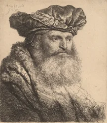 Brodaty mężczyzna w aksamitnej czapce z zapięciem na klejnoty, 1637