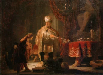Daniel i Cyrus przed bożkiem Belu