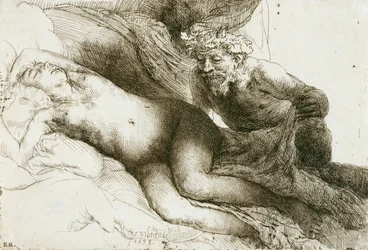 Jupiter i Antiope, 1659 (akwaforta z wiertłem i suchą igłą)