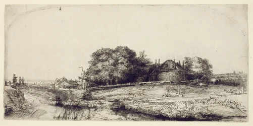 Pejzaż ze stodołą i stadem owiec, ok. 1652 (akwaforta i suchy punkt na papierze)