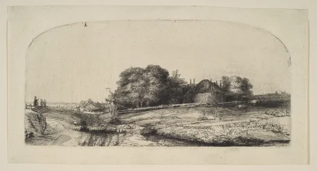 Krajobraz ze stodołą na siano i stadem owiec, 1652.