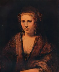 Portret Hendrickje Stoffels z aksamitnym beretem, c1654