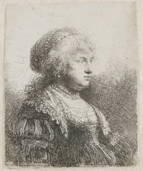 Saskia z perłami we włosach