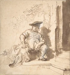 Siedzący mężczyzna w kaszkiecie, 1635-40.
