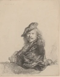 Autoportret oparty o kamienny parapet, 1639., 1639.