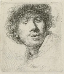 Autoportret w berecie i z szeroko otwartymi oczami, 1630