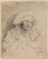 Chora kobieta z dużym białym nakryciem głowy Saskia, ca. 16411642.