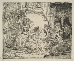 Adoracja pasterzy z lampą ok. godz. 1654.