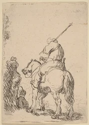 Żołnierz w turbanie na koniu