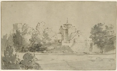 Widok Mariakerk w Utrechcie od południa, ok. 1652 (pióro i tusz z wash na papierze)