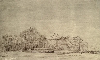 Pejzaż zimowy z domkami wśród drzew, ok. 1650 (trzcinowe pióro i brązowy tusz)