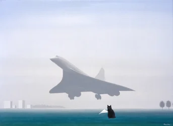 Czarny kot, 2001, olej na płótnie