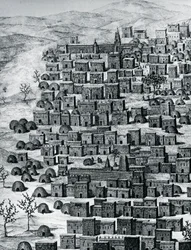 Widok miasta Timbuktu, Mali, rycina z Podróży przez Afrykę Środkową do Timbuktu, autorstwa Rene Caillie (1799-1838) między 1824 a 1828, Afryka