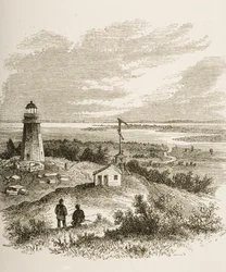 Sandy Hook New Jersey, widziana z latarni morskiej w latach 70. XIX wieku, ok. 1880 r.
