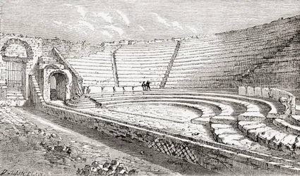 Mały teatr, Pompeje, Neapol, Włochy Z włoskich obrazów ks. Samuela Manninga, opublikowanych około 1890 roku.