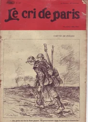 Ilustracja autorstwa Ricardo Floresa (1878-1918) do okładki Le Cri de Paris, 07.05.16 - Corvee de pinard „” W cenie lub w cenie, mogą ją nosić w domu! „” - Wojna 14-18, Wino, Życie Żołnierza, Kantynowa Zupa, Zaopatrzenie - Żołnierze