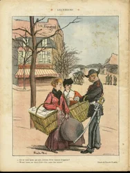 Ilustracja Ricardo Floresa (1878-1918) w Le Rire, 29.02.08 - Grandeur - Paryż, Zawody, Architektura Urbanistyka, Miłość, Sklepy, Metro - Praczki Praczki