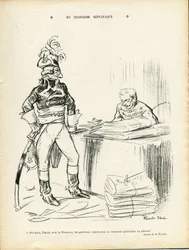Ilustracja Ricardo Floresa (1878-1918) w Le Lire, 29.11.13 - W III Republice - Ire Republic - Generałowie Generalni, Baptiste Faurie (1853-1938)