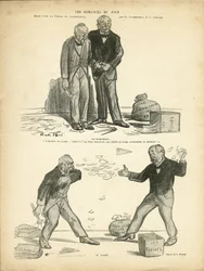 Ilustracja Ricardo Floresa (1878-1918) w Le Rire, 28.12.12 - Romans dnia - Sprawa Panamy, Sprawa rekordów, Represje - Milion Chartreux - Combes Emile (1835-1921), Clemenceau George