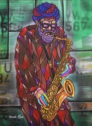 Barwny muzyk jazzowy