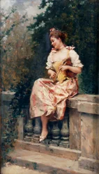 Dziewczyna z fletem, ok. 1895 (olej na płycie)